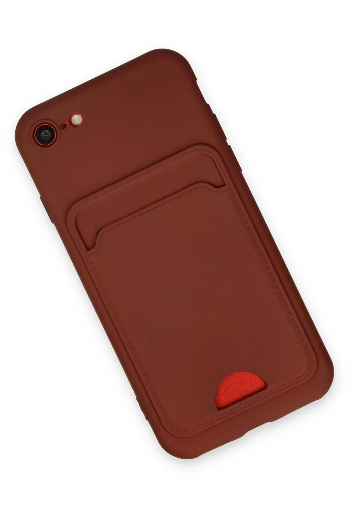 NewFace iPhone 7 Kılıf Kelvin Kartvizitli Silikon - Bordo ALMLA