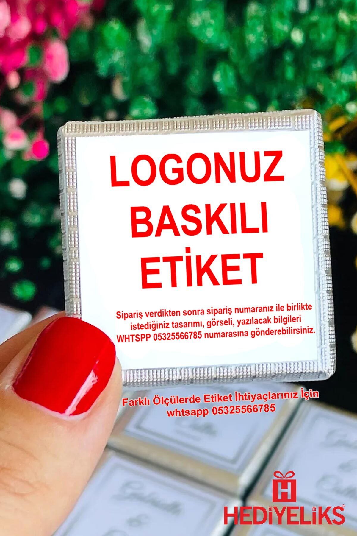HEDİYELİKS Firma Logo Baskılı Etiket Sticker 35x35mm 40 adet