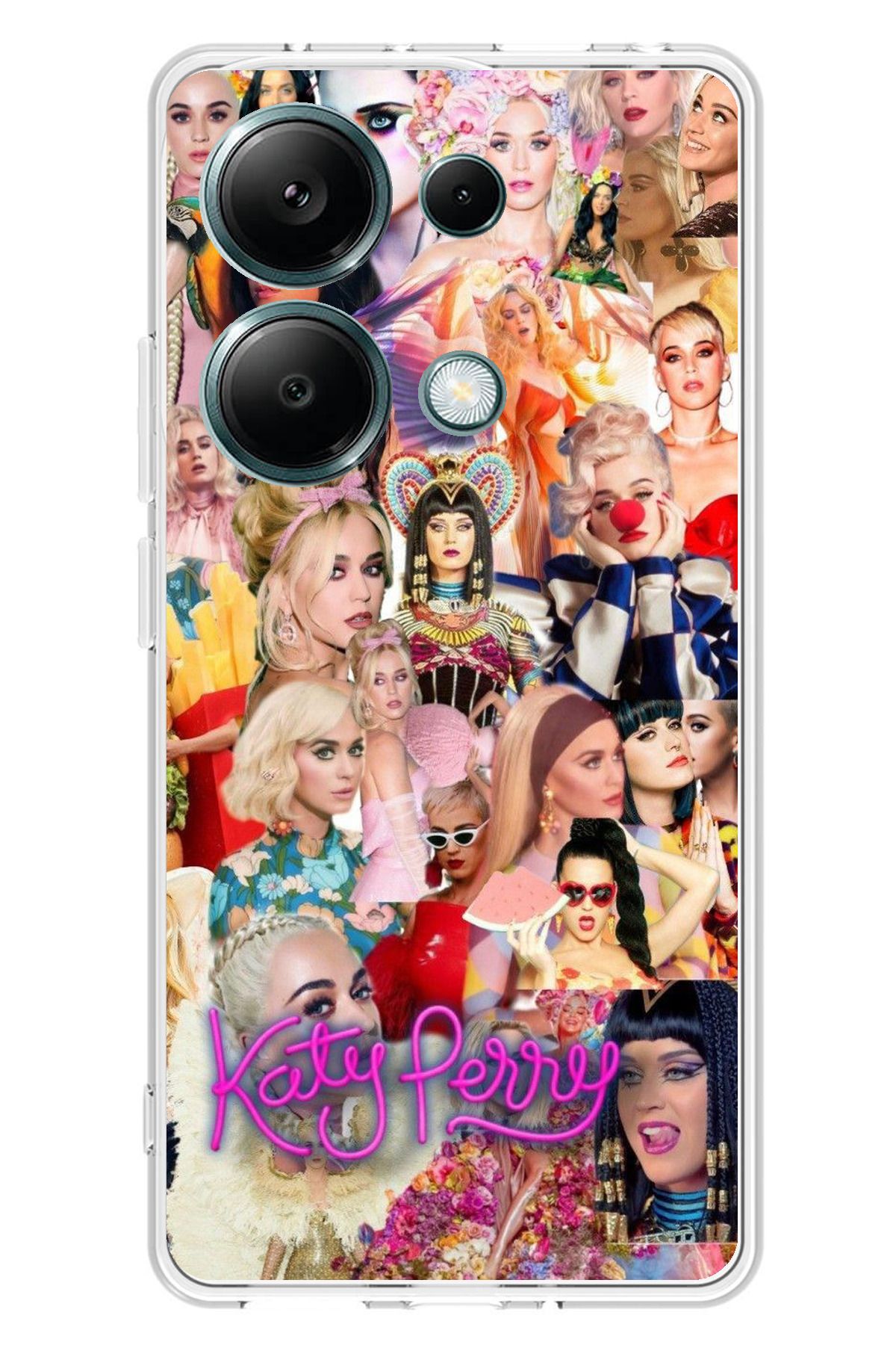 TechTree Redmi Note 13 PRO 4G Uyumlu Katy Perry Kolaj Şeffaf Silikon Kılıf