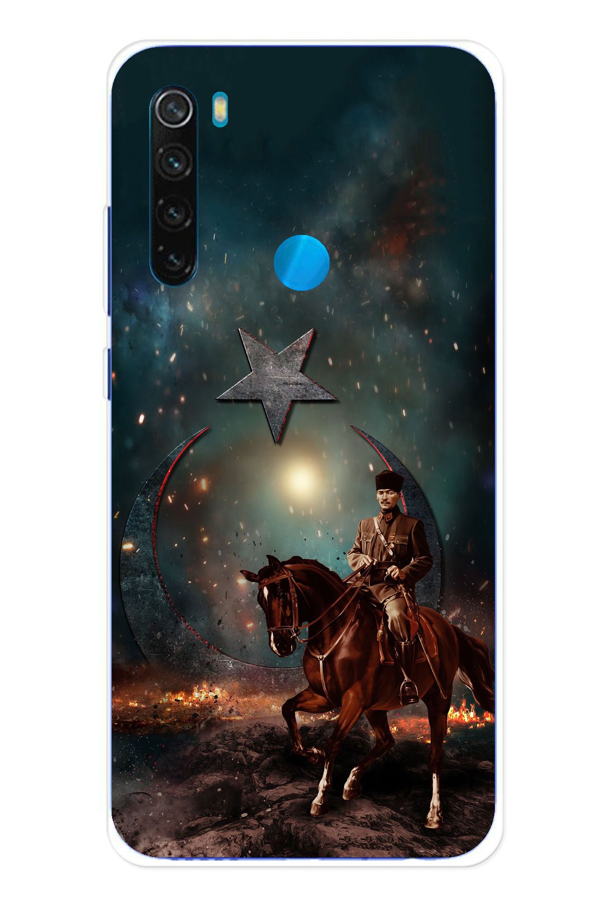 TechTree Redmi Note 8 Uyumlu Atatürk At Üstünde Zafer Şeffaf Silikon Kılıf