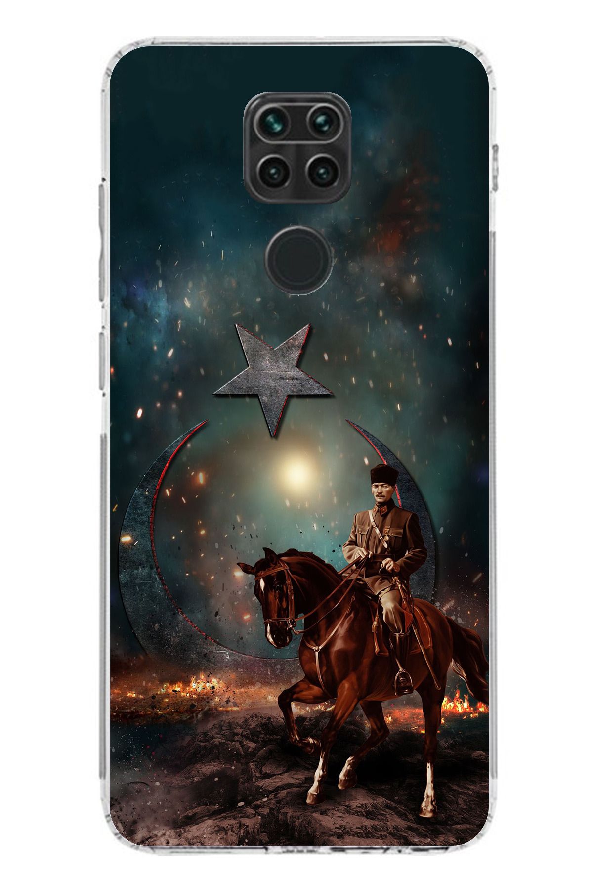 TechTree Redmi Note 9 Uyumlu Atatürk At Üstünde Zafer Şeffaf Silikon Kılıf