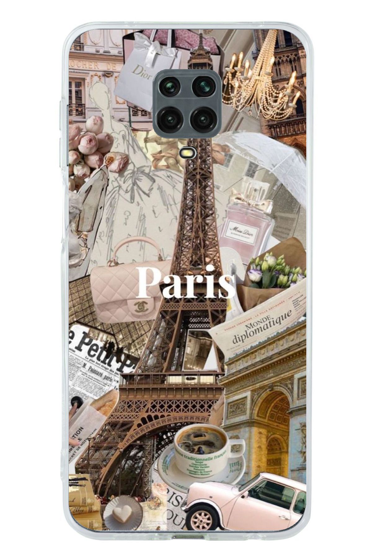 TechTree Redmi Note 9S / 9 PRO Uyumlu Paris Kolaj Şeffaf Silikon Kılıf
