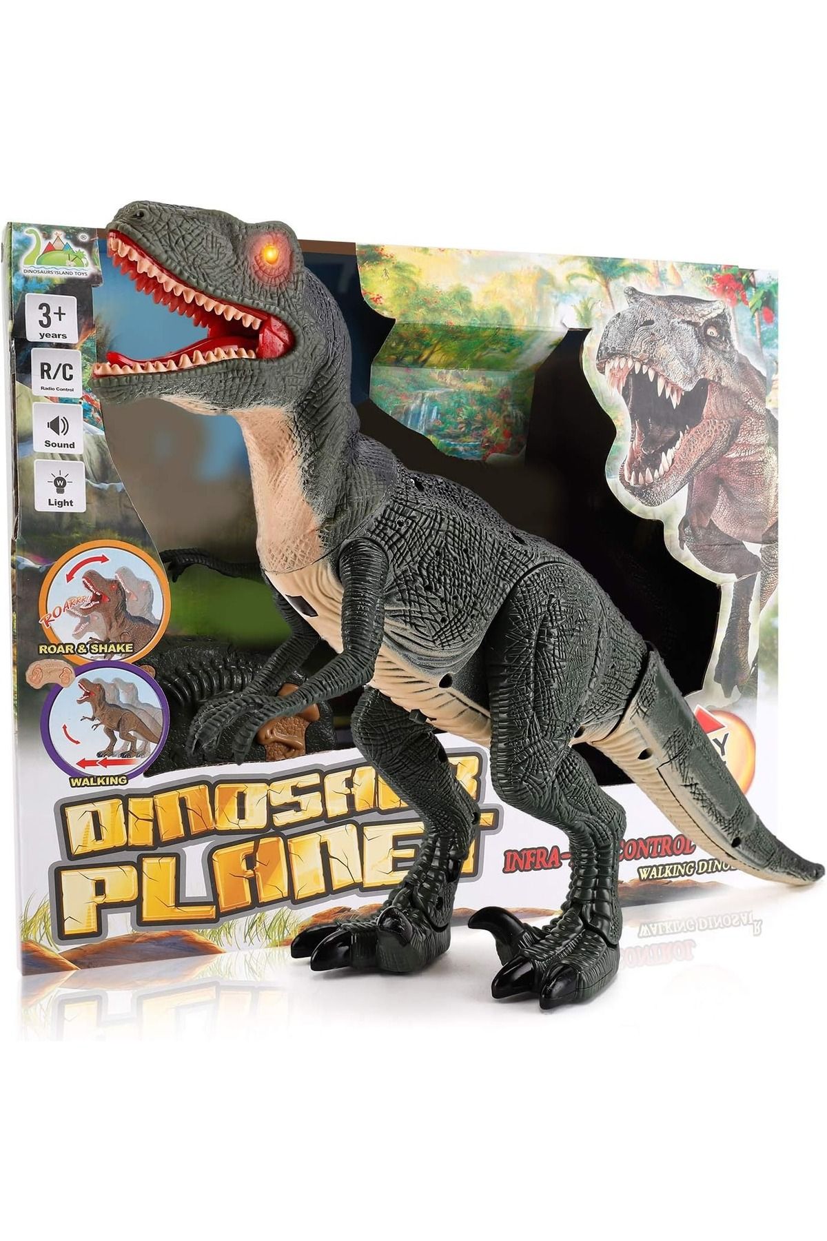 Generic-Dino Planet R/C Walking Velociraptor Dinosaur Toy – Realistic Movement, Lights & Sounds 2