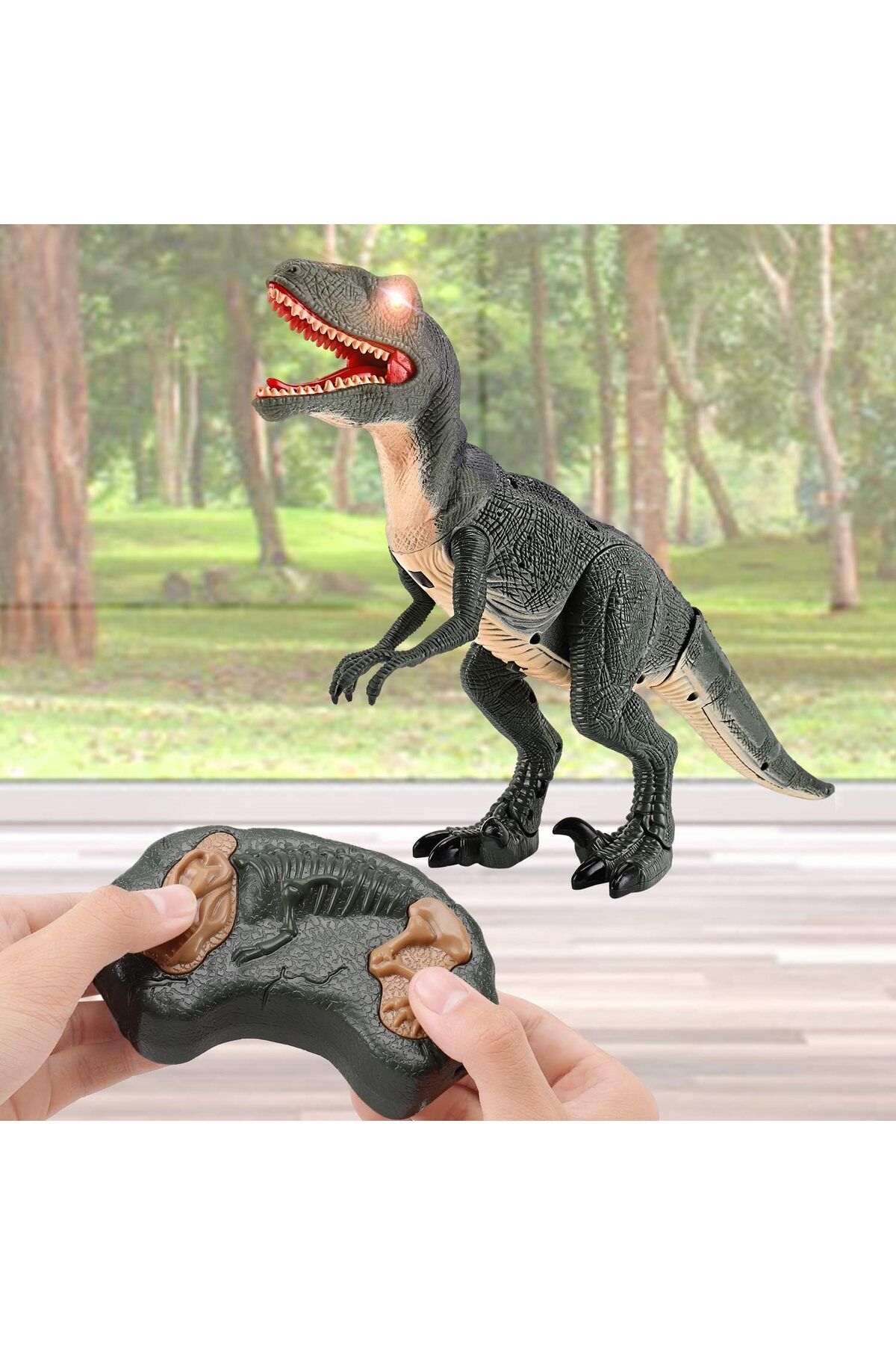 Generic-Dino Planet R/C Walking Velociraptor Dinosaur Toy – Realistic Movement, Lights & Sounds 3