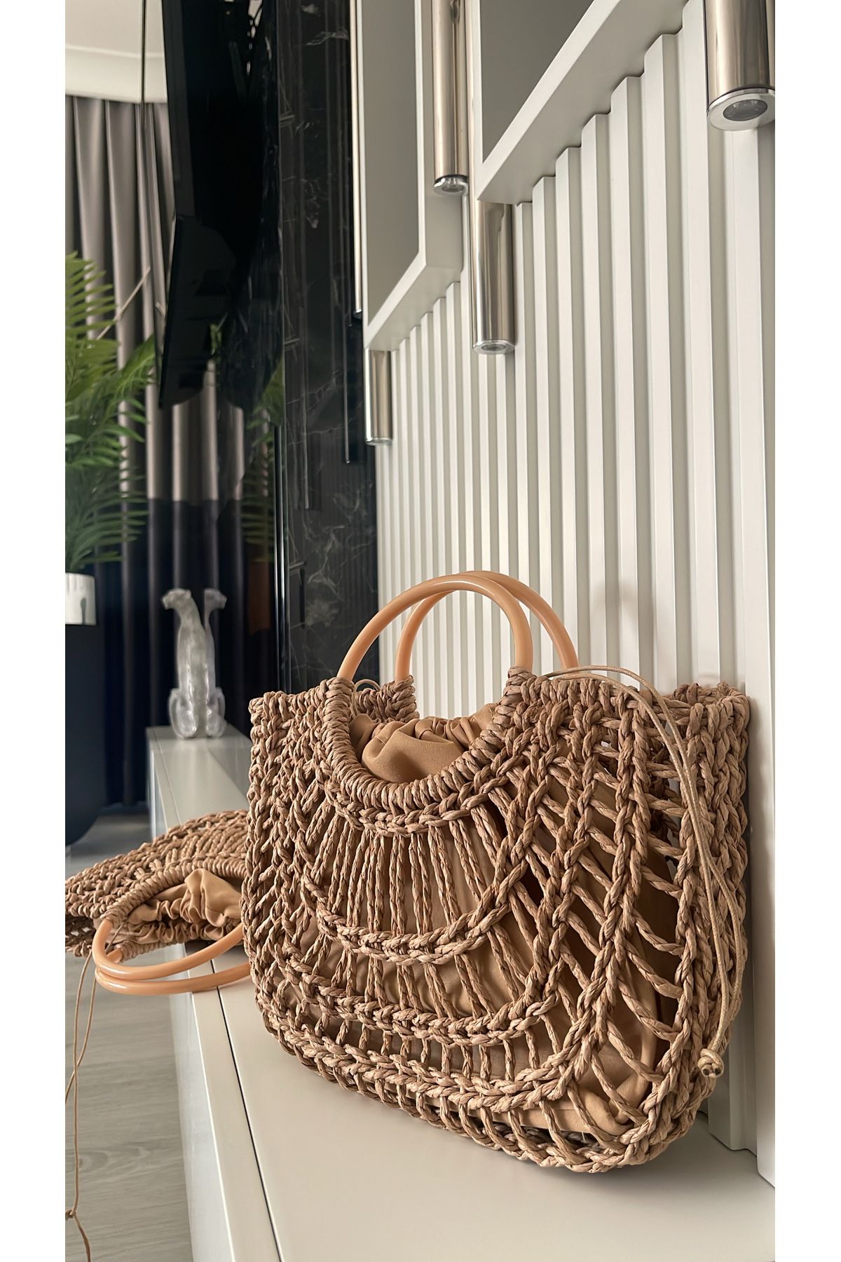 WOMANBAG EL YAPIMI TASARIM HASIR PLAJ ÇANTASI