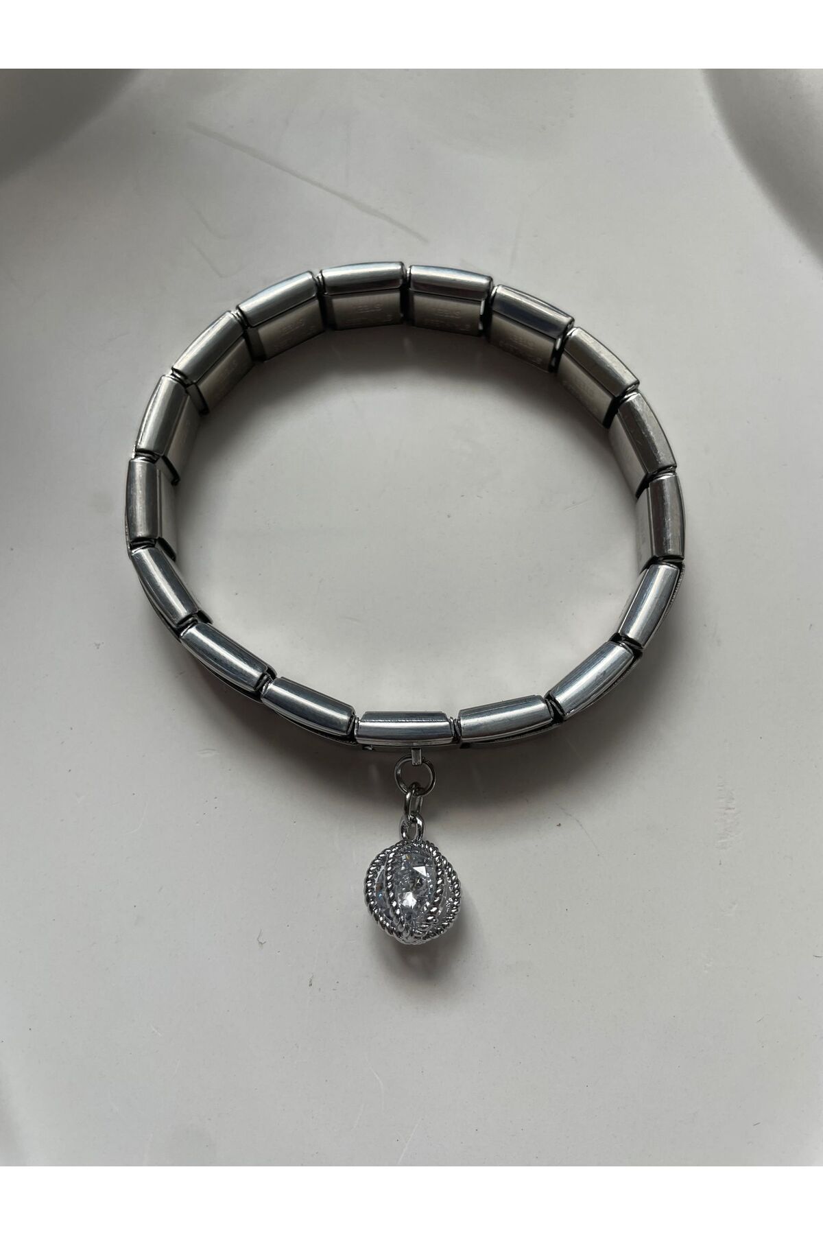 HKN AVM ACCESSORİES Çelik Italyan Charm Bileklik Gümüş Ayarlanabilir Italyan Charm Çelik Bileklik