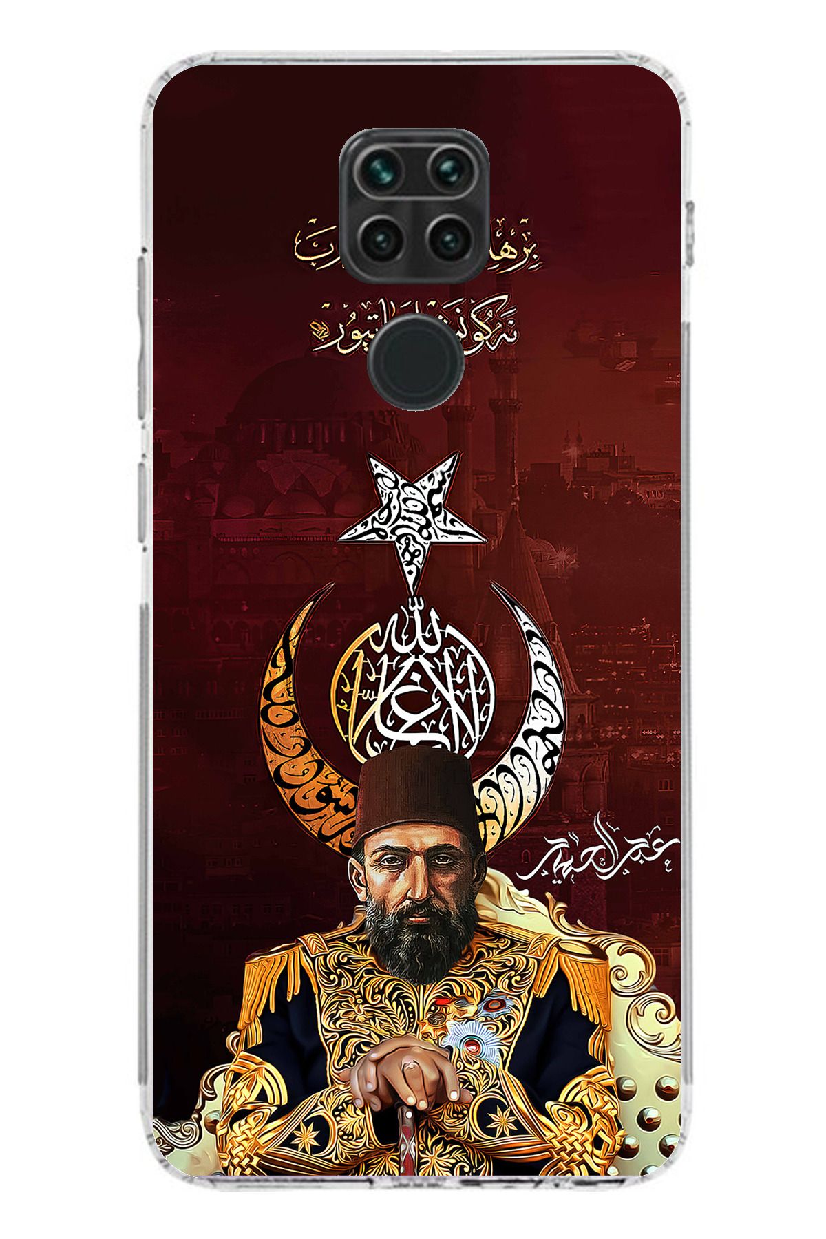 TechTree Redmi Note 9 Uyumlu Abdülhamid Han Şeffaf Silikon Kılıf
