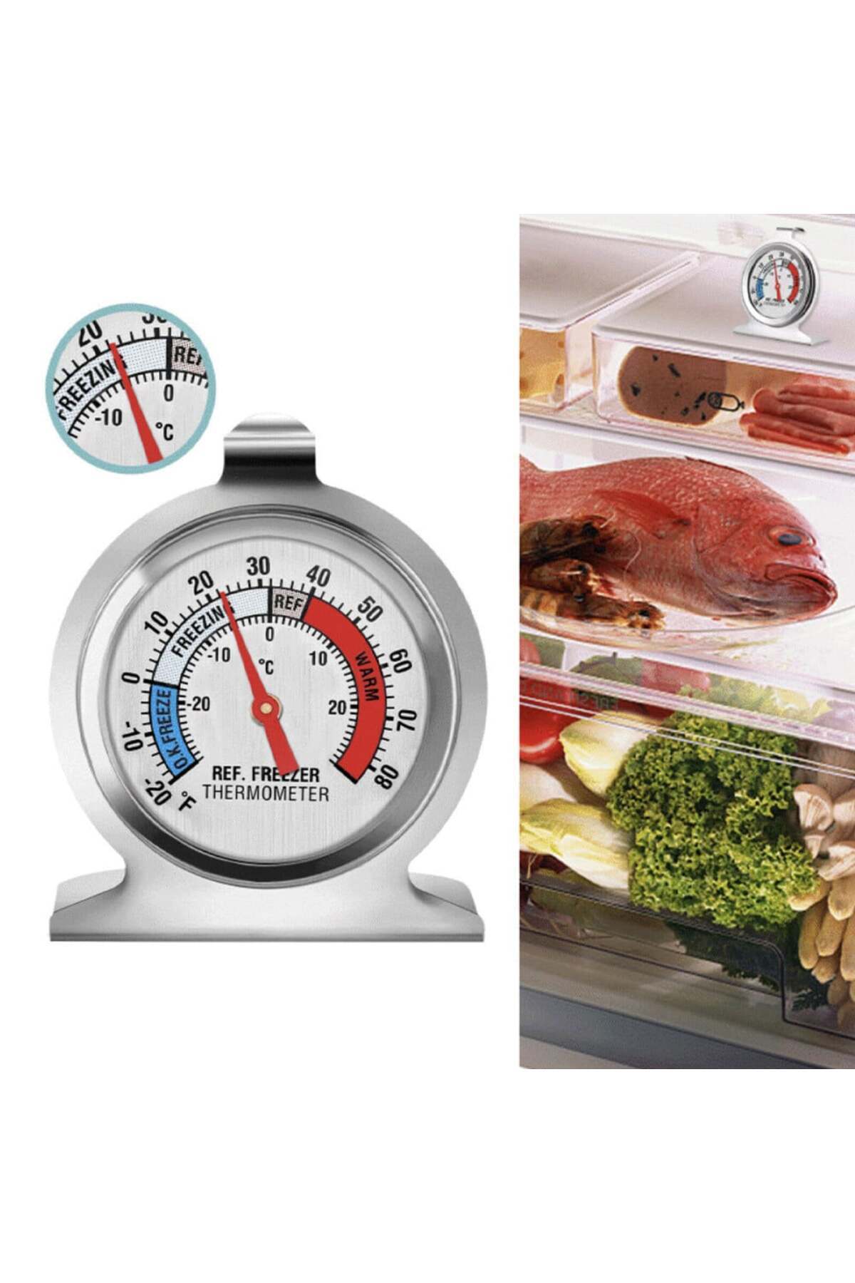 PUFO-Termometru metalic pentru frigider, congelator sau camere frigorifice, interval -20°C / + 80°C 5