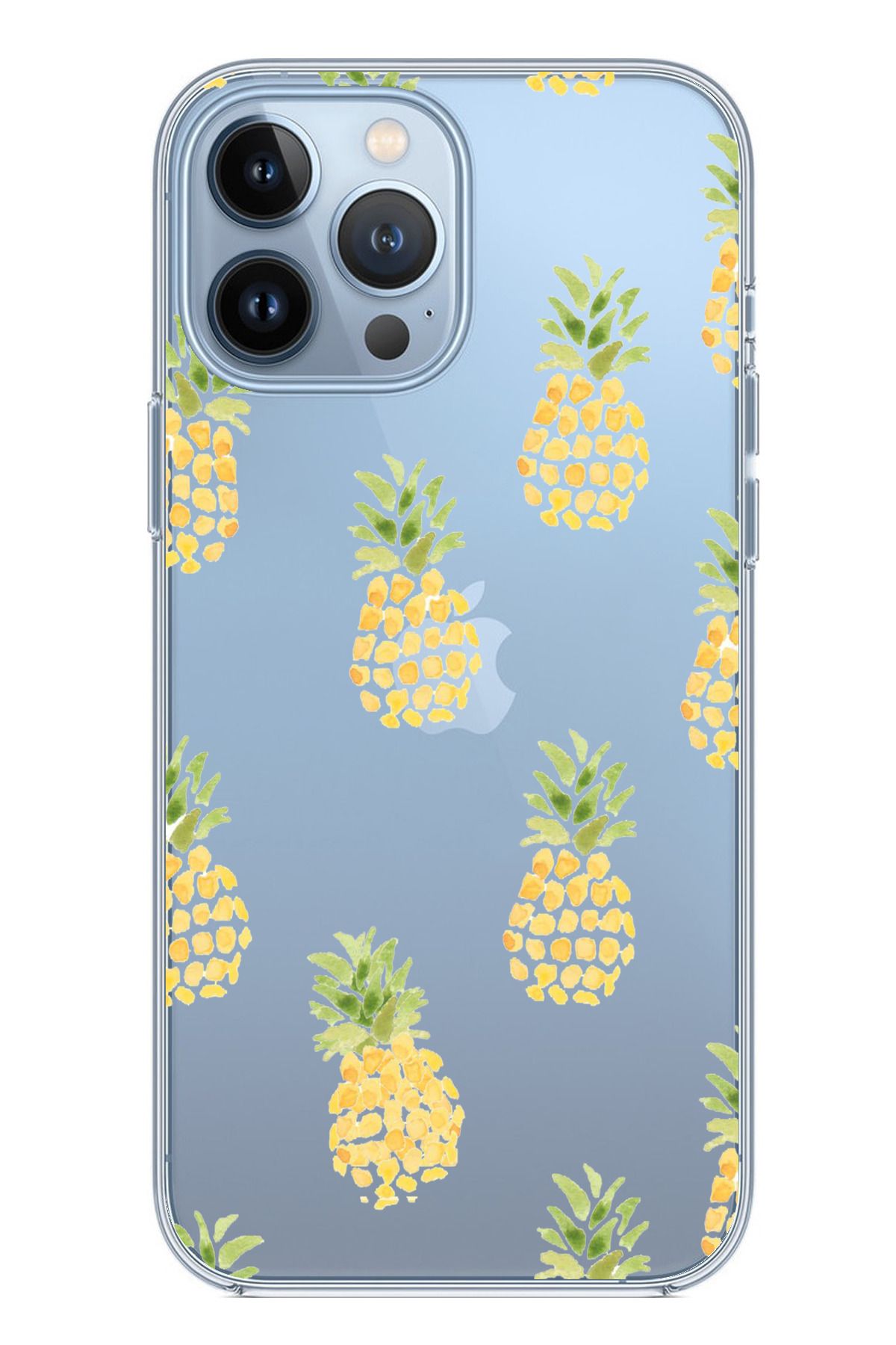 TechTree iPhone 13 PRO MAX Uyumlu Ananas Tasarımlı Şeffaf Silikon Kılıf