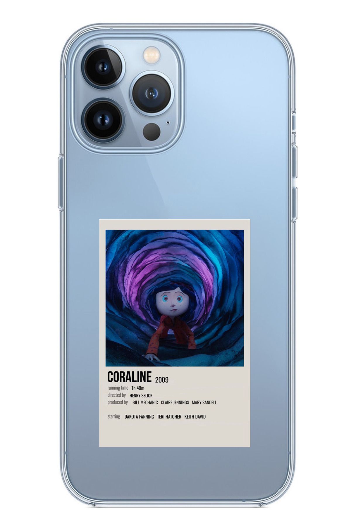 TechTree iPhone 13 PRO MAX Uyumlu Coraline - Koralin ve Gizli Dünya Tasarımlı Şeffaf Silikon Kılıf