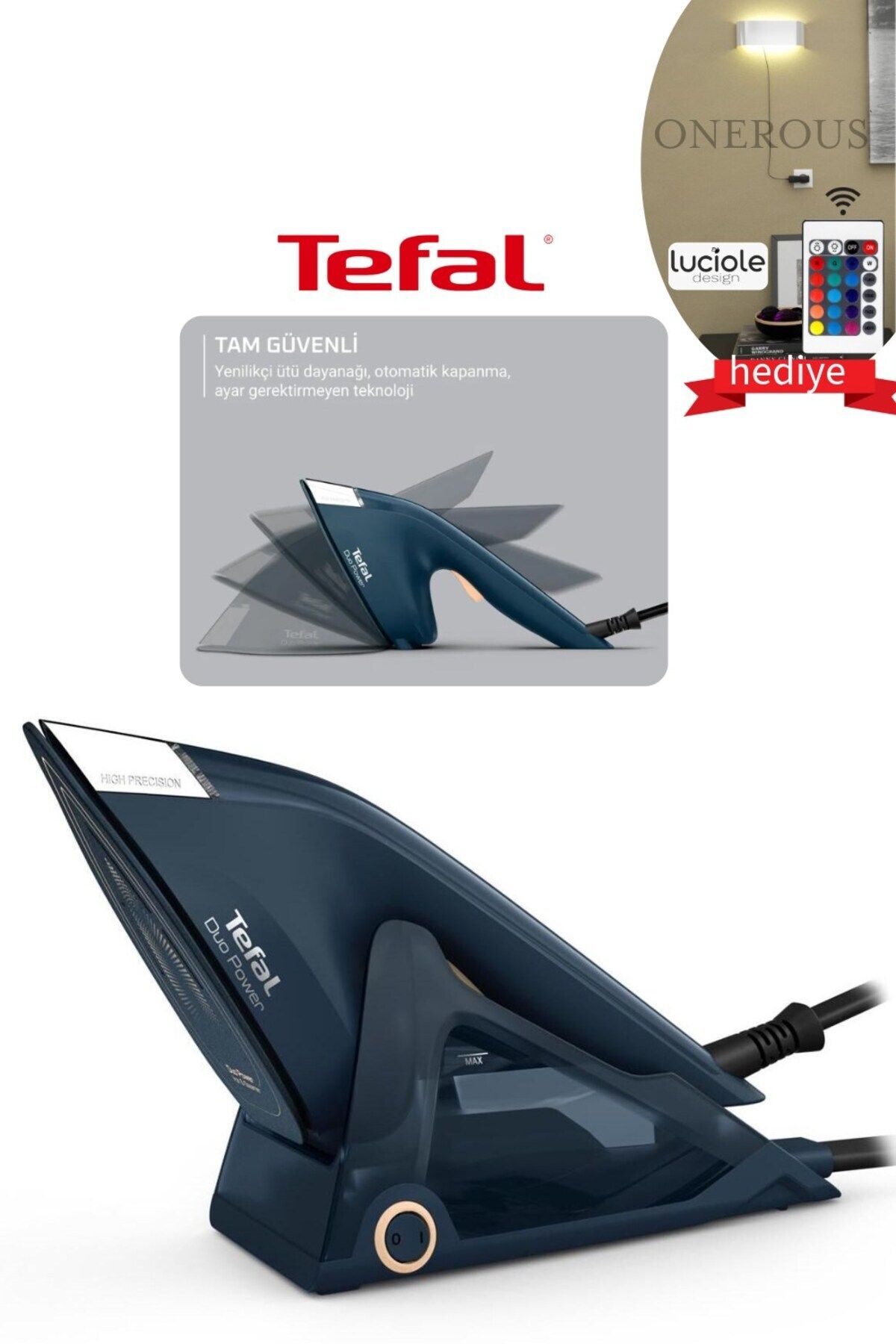 TEFAL En Yeni Teknoloji Duo Power 2'si 1 arada Buharlı Ütü ve Buharlı Düzleştirici (2025) mavi