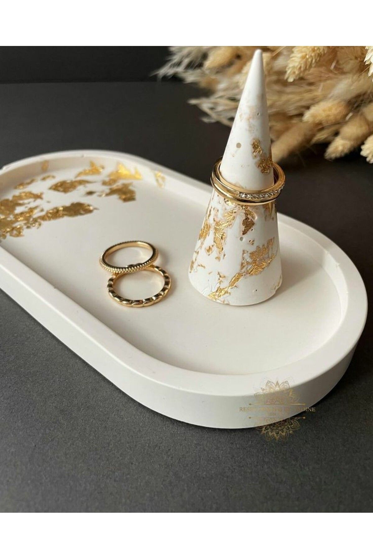 beautystyle Gold Detaylı El yapımı Yüzüklük - Takı Tabağı