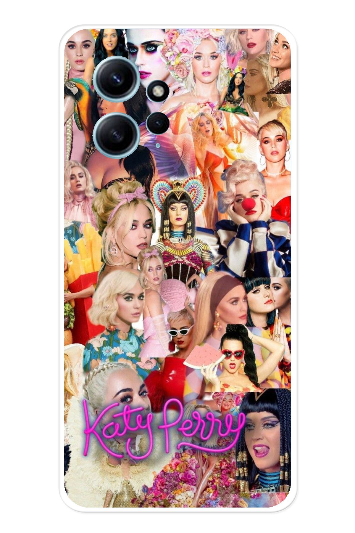 TechTree Redmi Note 12 4G Uyumlu Katy Perry Kolaj Şeffaf Silikon Kılıf