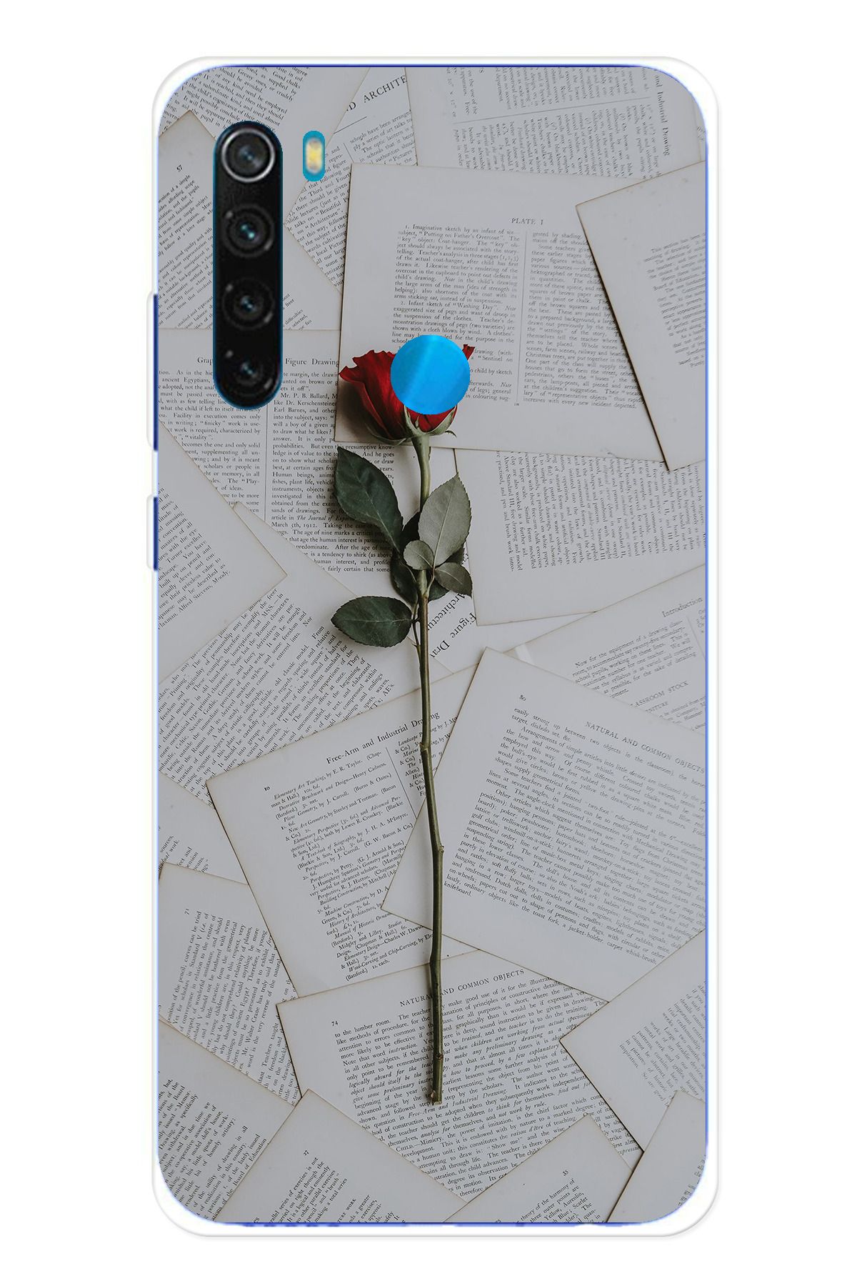 TechTree Redmi Note 8 Uyumlu Kırmızı Gül Şeffaf Silikon Kılıf