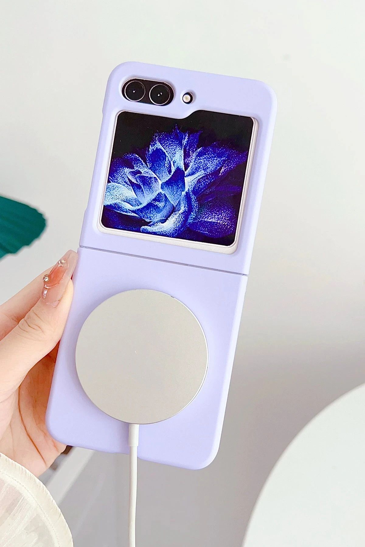 NewFace Samsung Galaxy Z Flip 5 Kılıf Mata Fold Kapak - Lila SVLRS