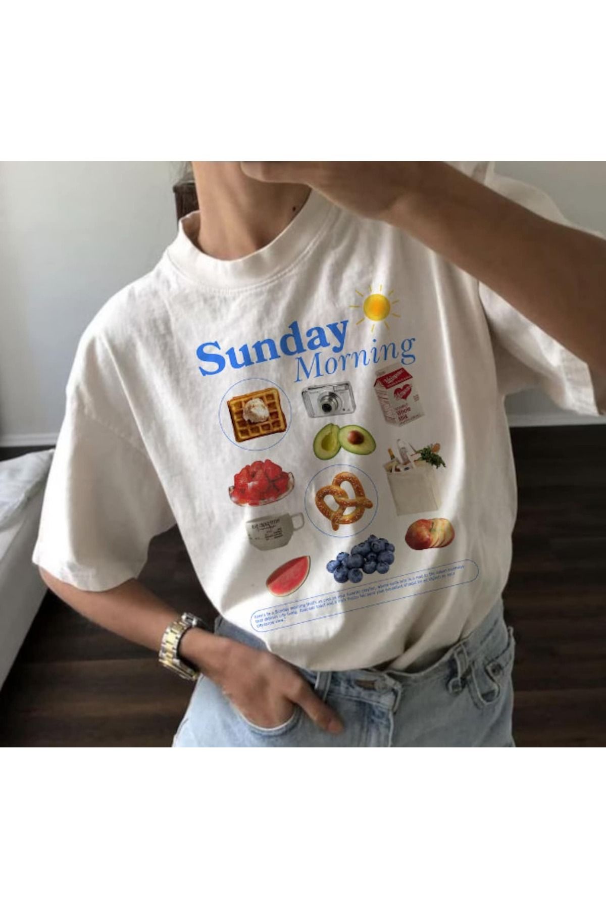 meday Clothing Baskılı Organik Pamuk Oversize Kesim T-shirt