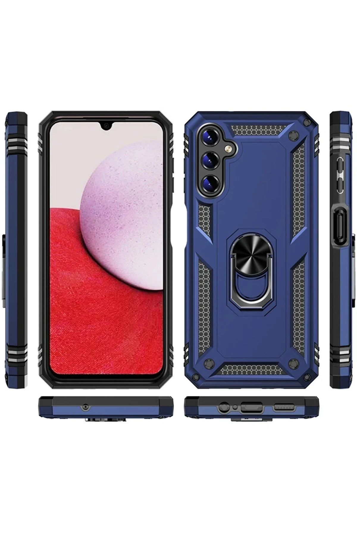 NewFace Samsung Galaxy A04S Kılıf Sofya Yüzüklü Silikon Kapak - Kırmızı SVLRS