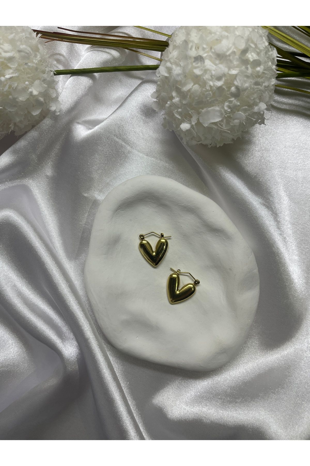 SH Design Butik Çelik Kalp Küpe