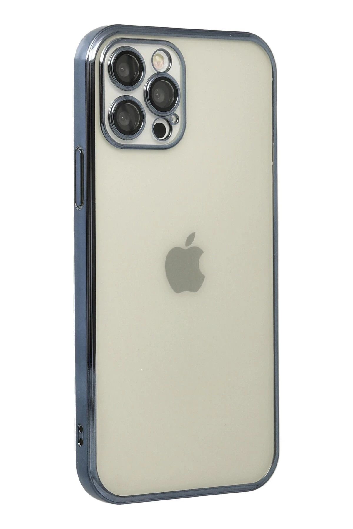 NewFace iPhone 12 Pro Kılıf Lensli Silikon - Mavi SVLRS