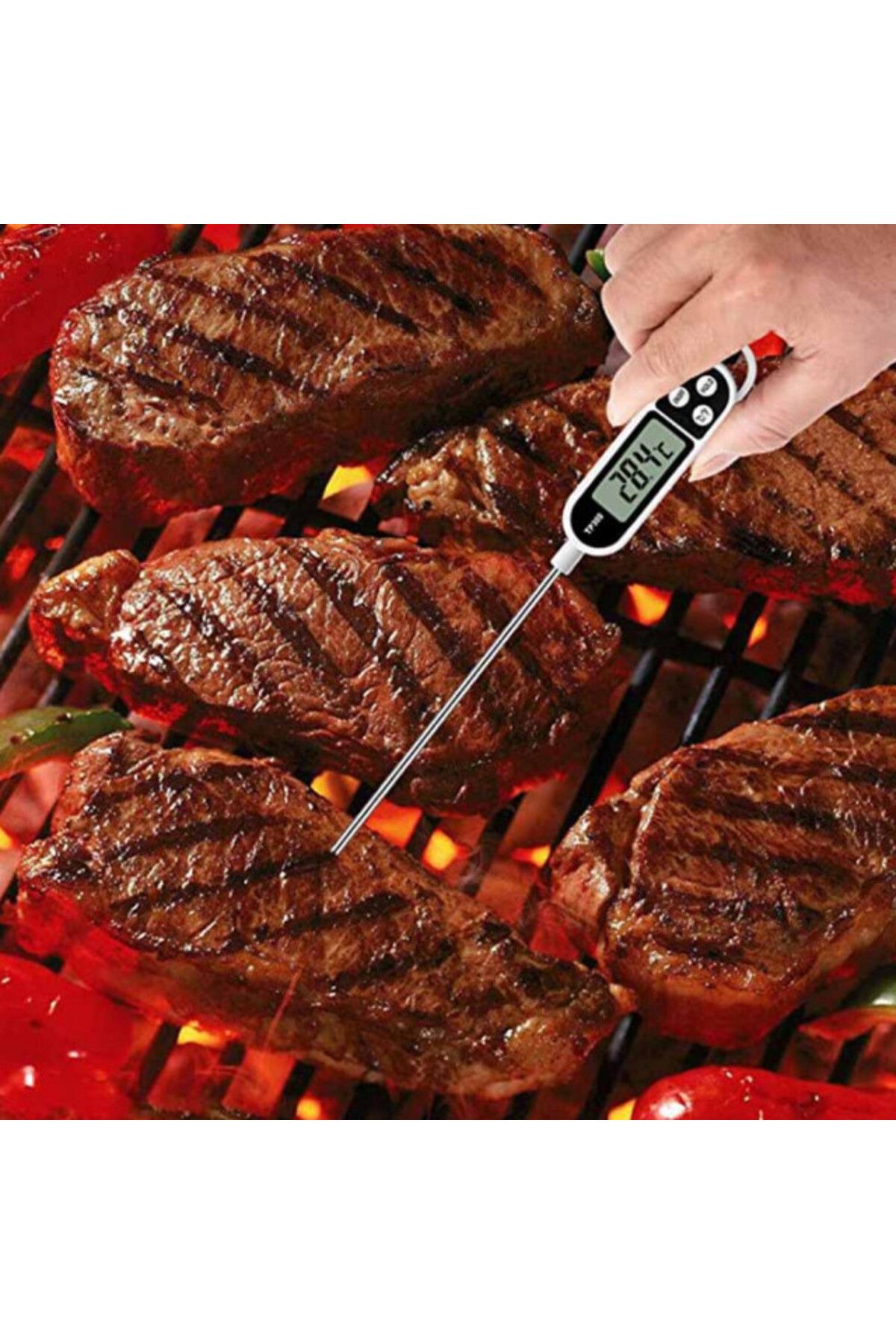 PUFO-Digital Food Thermometer With Rod, Lcd Display, 3 Buttons, Measurement Range -50° C - 300° C 6