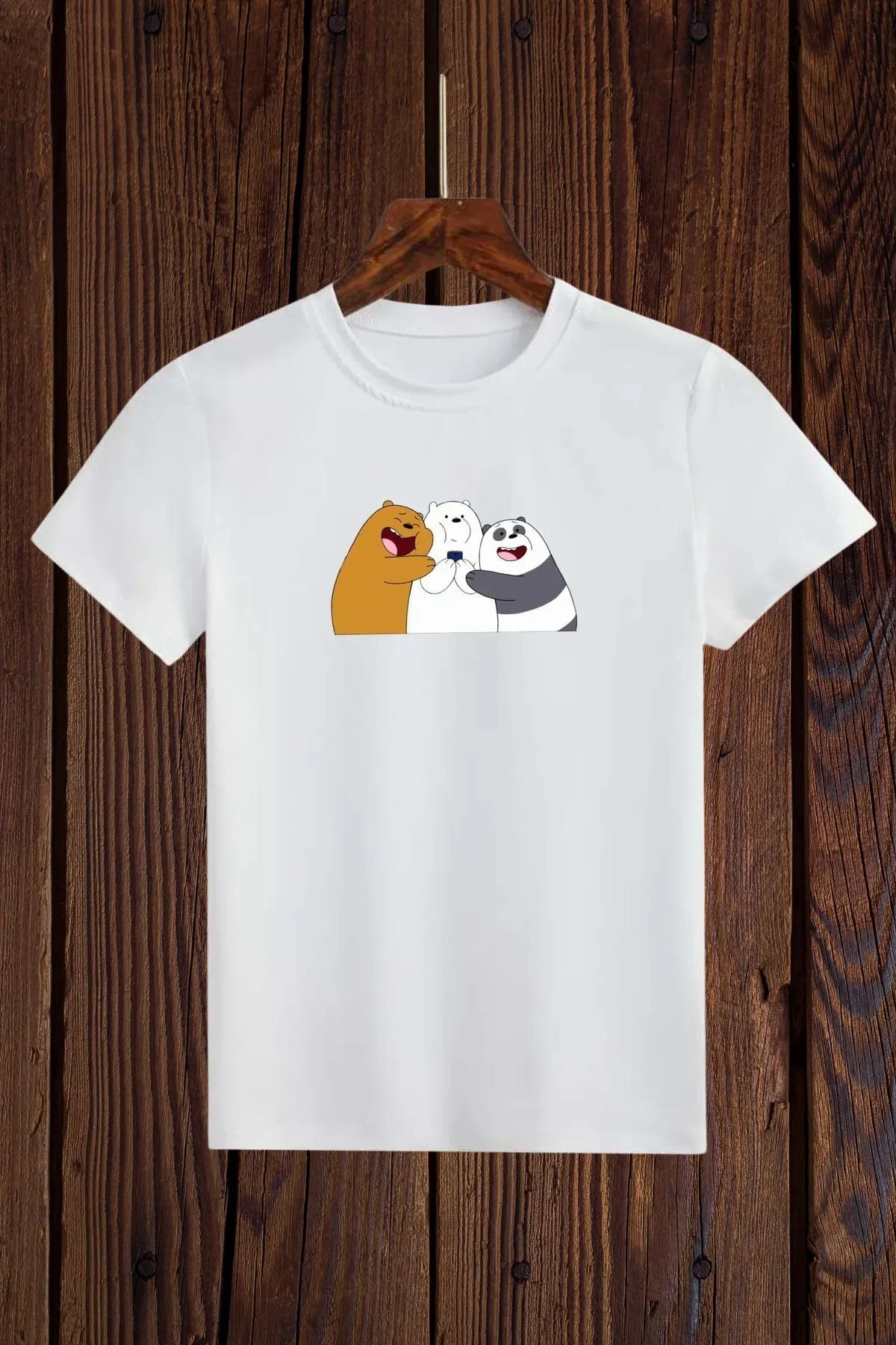 FeaR LeeS Sarılan Pandalar Baskılı Kızerkek Çocuk T-shirt