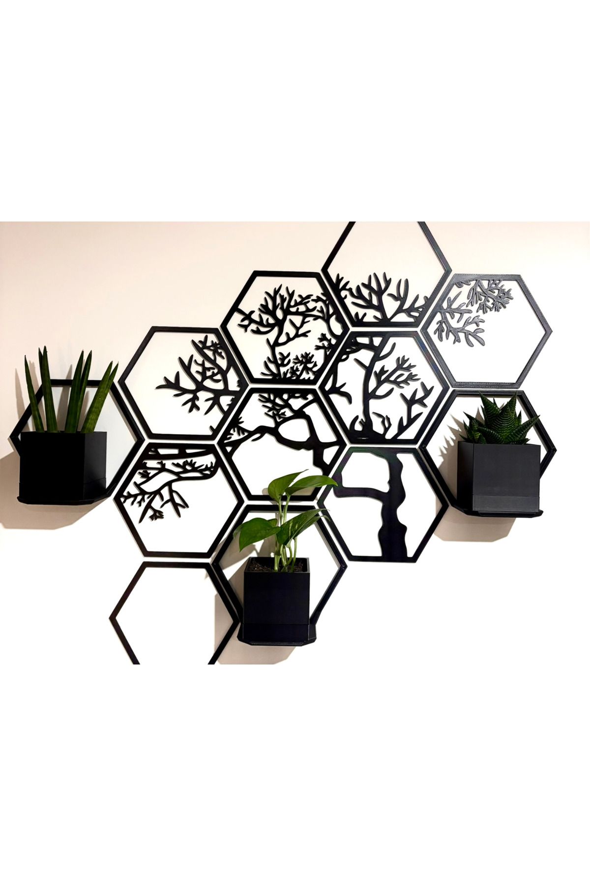 Print Wizzard Hexagon Duvar Dekoru – Saksılık ve Raflı Çok Amaçlı Duvar Paneli