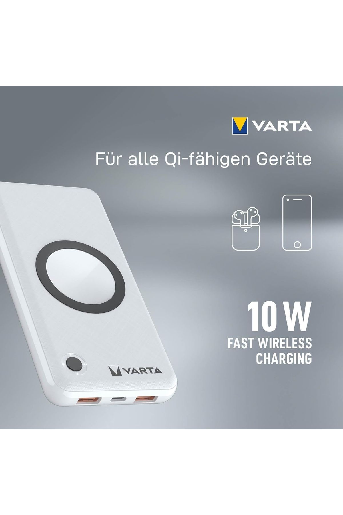 Varta Wireless Power Bank 20.000 Mah Kablosuz Şarj Destekli Acil Durum Ekipmanı Uzun Şarj