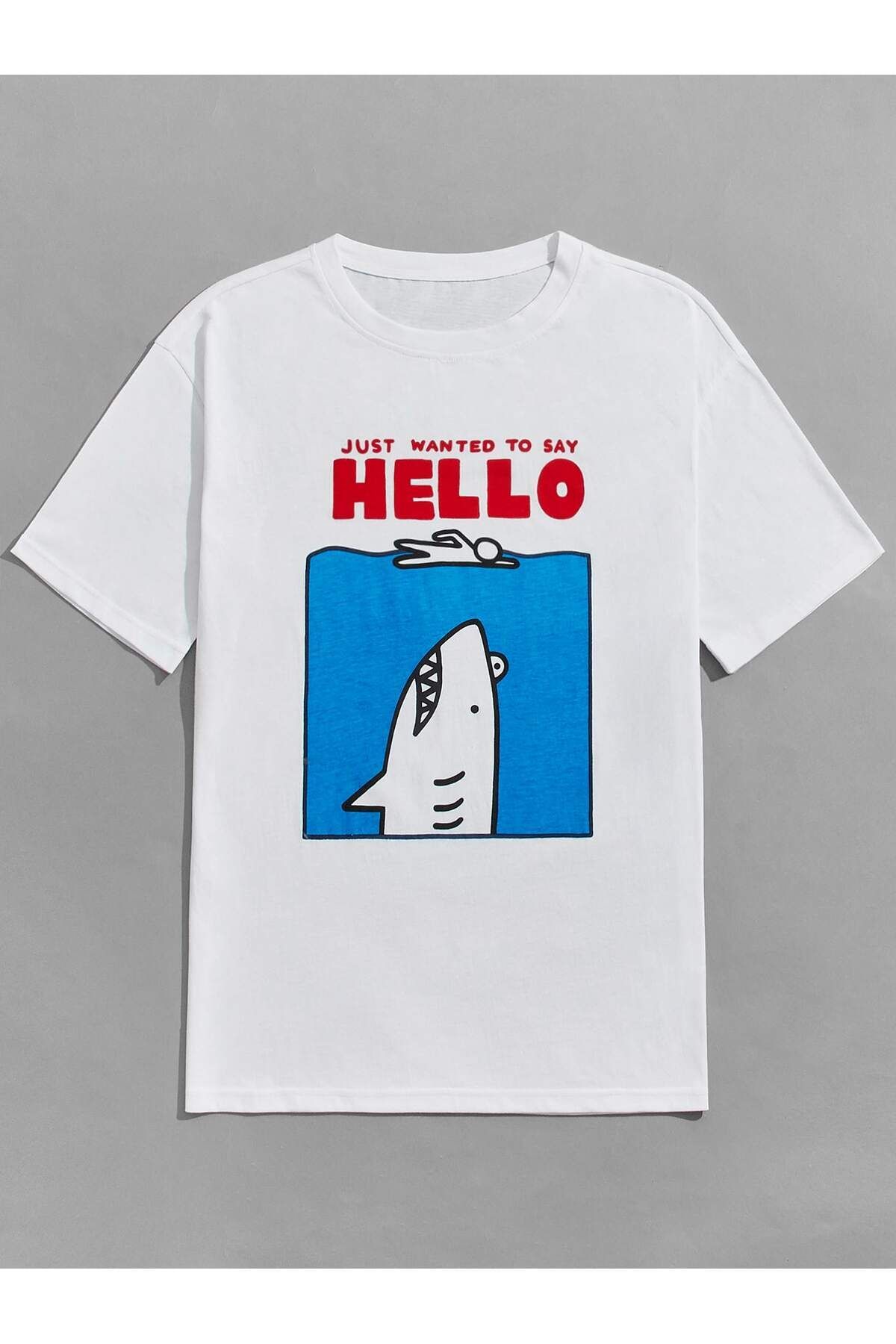 meday Clothing Unisex Beyaz Baskılı Organik Pamuk Oversize Kesim Kısa Kollu T-shirt