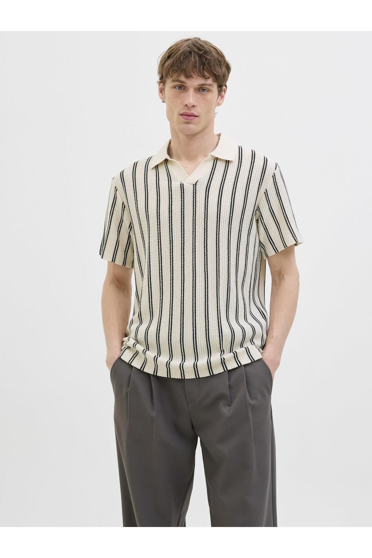Jack & Jones JPRBLUHARRY SS SPLIT NECK POLO AÇIK BEJ
