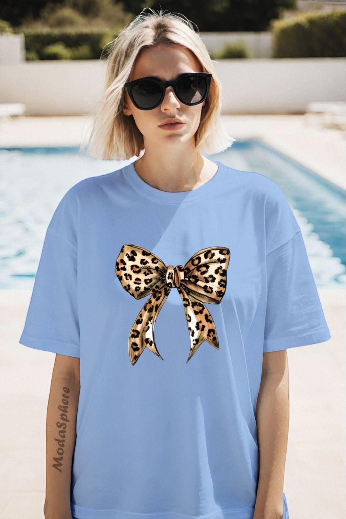 ModaSphere Fiyonk Baskılı Unisex Oversize Tişört