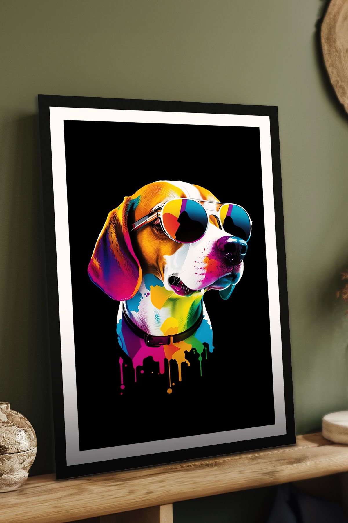 Cadran Köpek tasarımlı Çerçeve Görünümlü Mdf Tablo