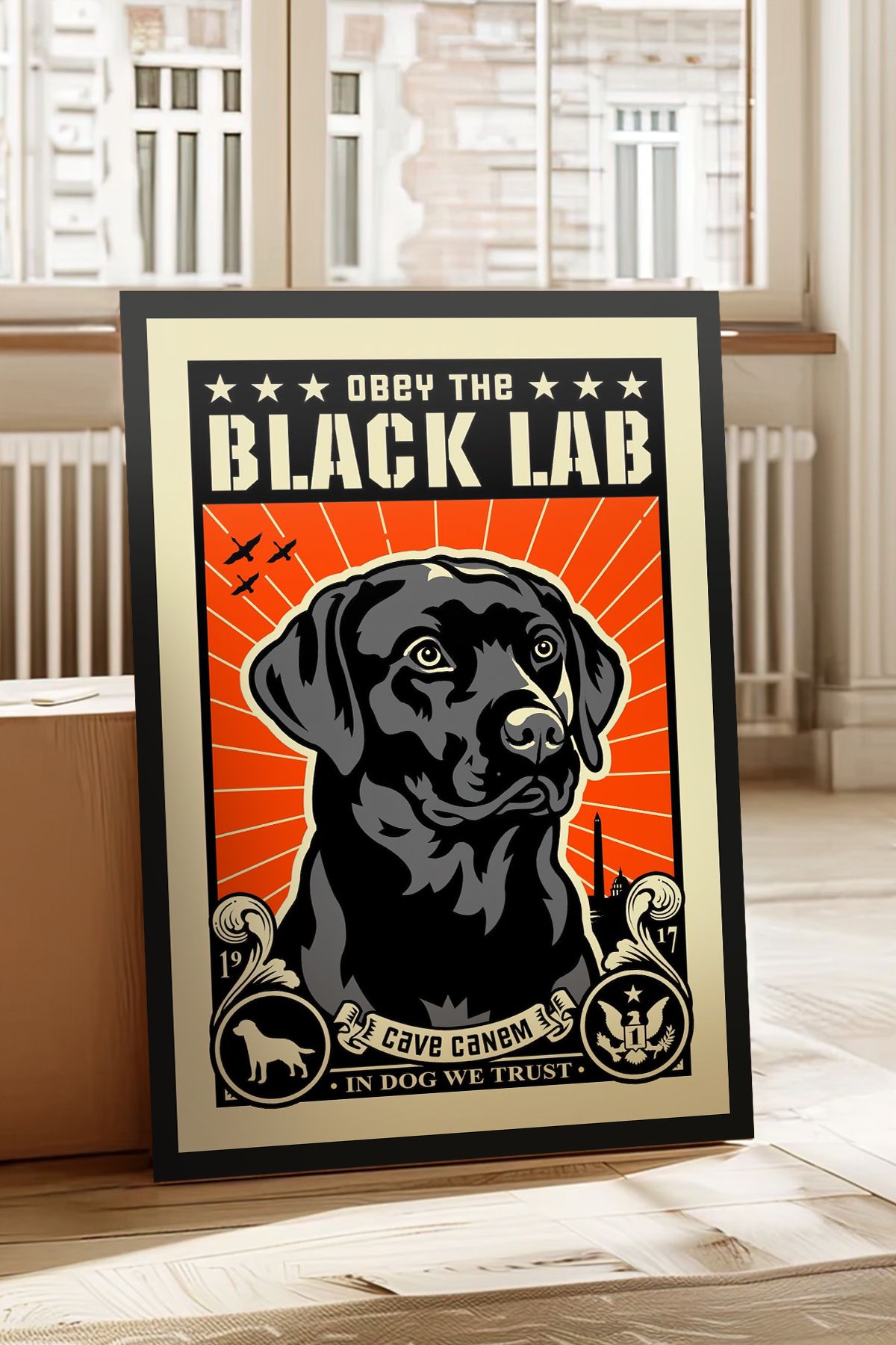 Cadran Köpek tasarımlı Çerçeve Görünümlü Mdf Tablo