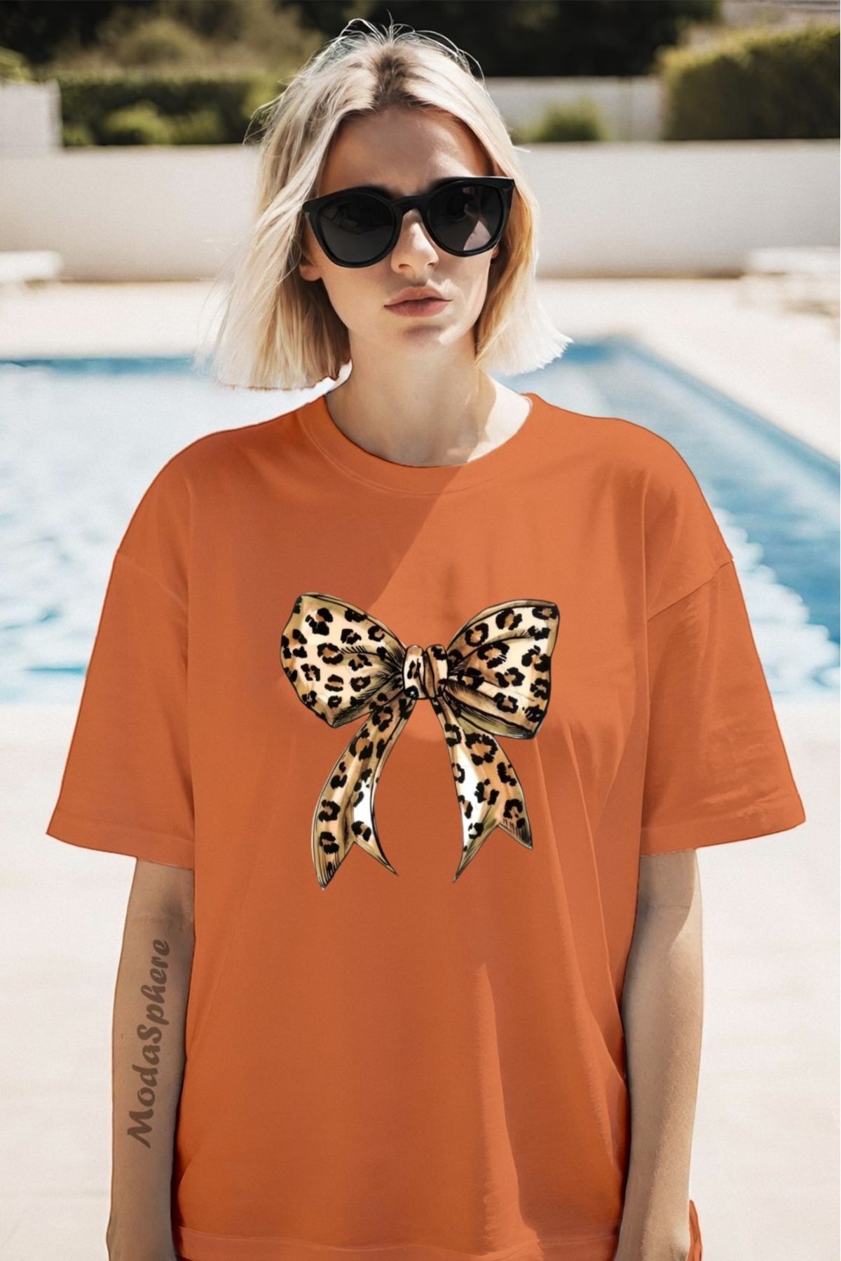 ModaSphere Fiyonk Baskılı Unisex Oversize Tişört