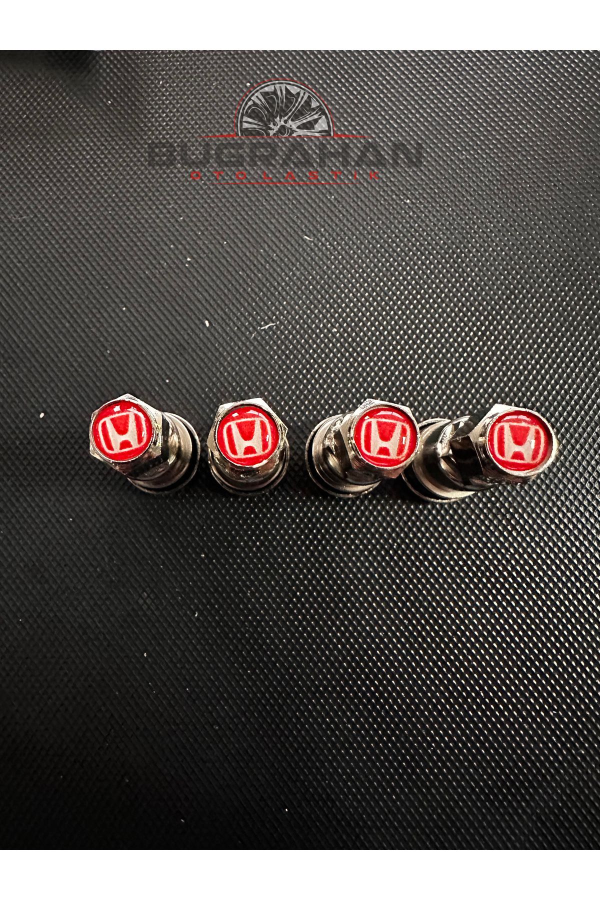 OEM Kırmızı Honda Sibop Kapağı Logolu Tüm Araçlara Uyumlu A Kalite Paslanmaz Çelik Sibop 4 Adet
