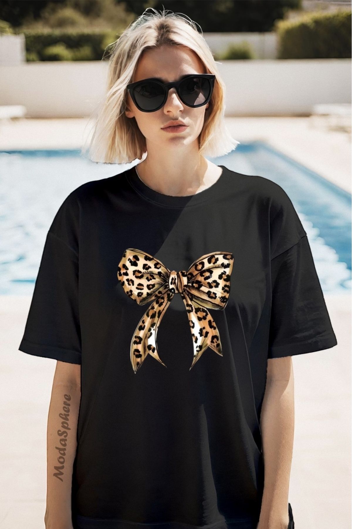 ModaSphere Fiyonk Baskılı Unisex Oversize Tişört