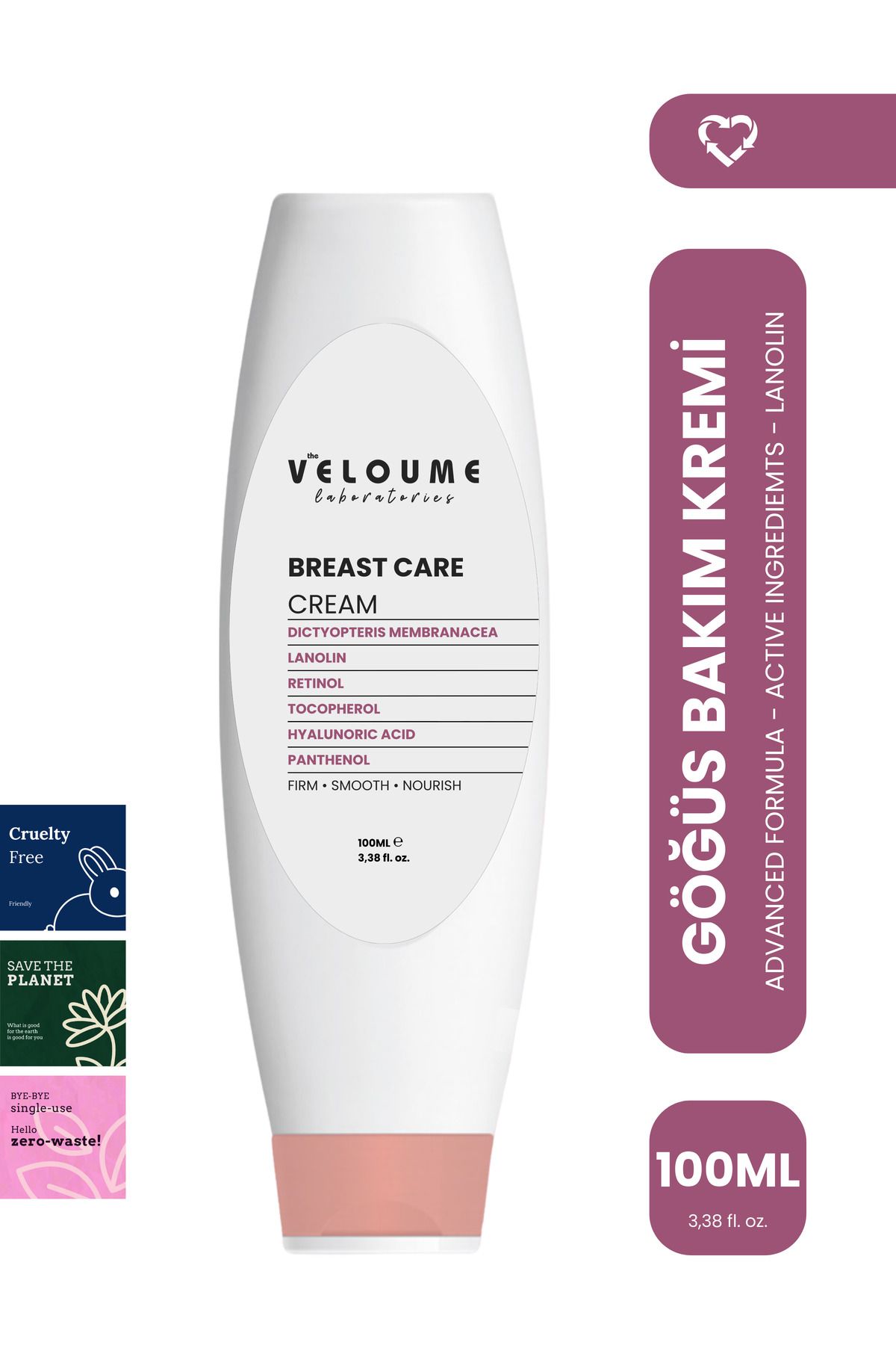 The Veloume Labs Lanolin Göğüs Bakım Kremi, Nemlendirici, Cilt Göğüs Bariyeri Bakım Kremi, 100ml