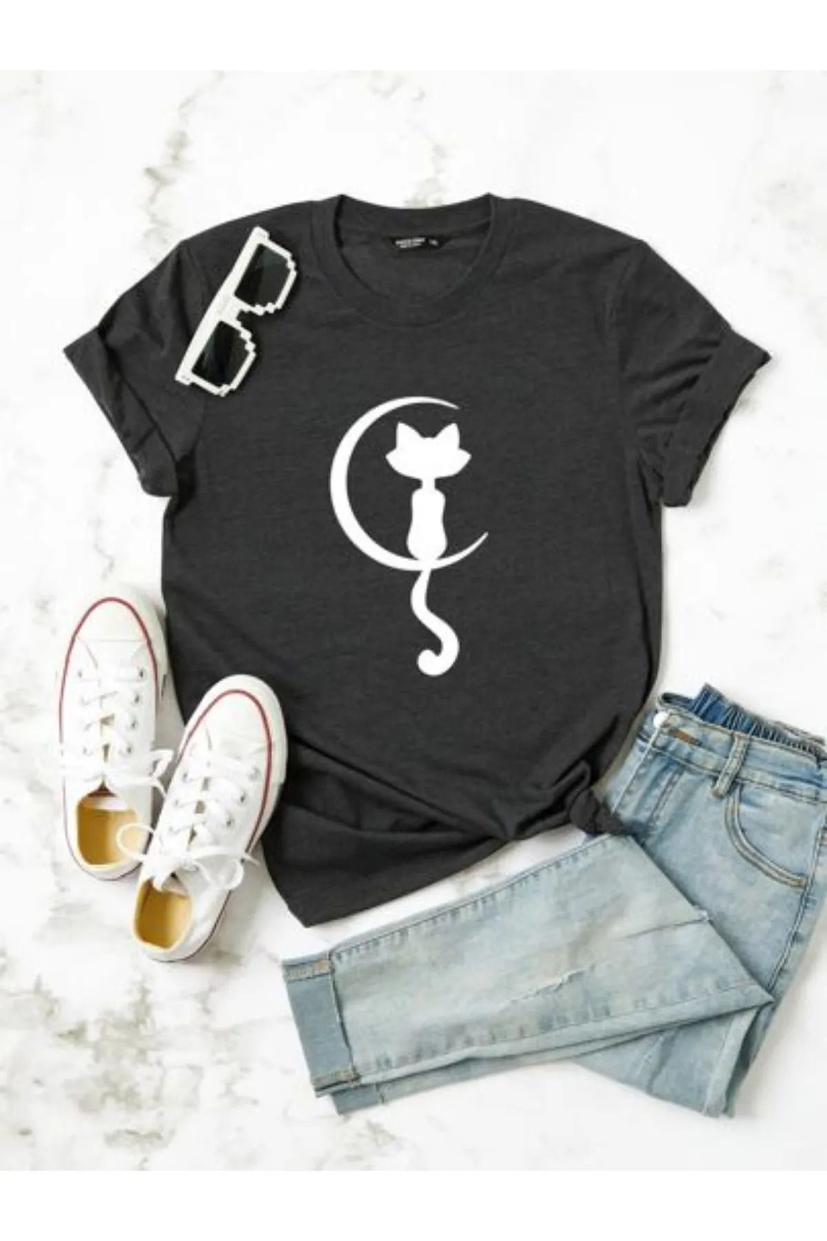 FeaR LeeS Ay Kedi Oversize T-shirt