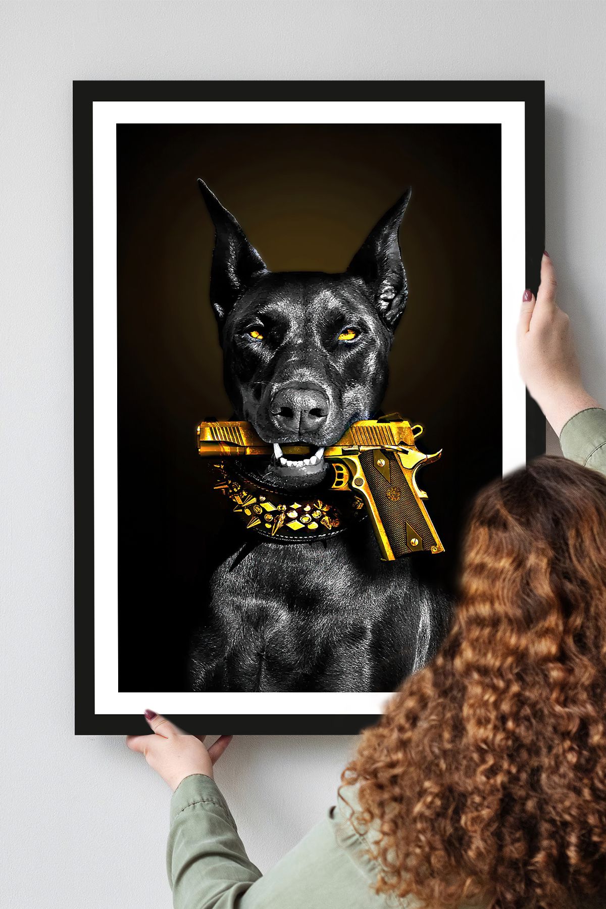 Cadran Köpek tasarımlı Çerçeve Görünümlü Mdf Tablo