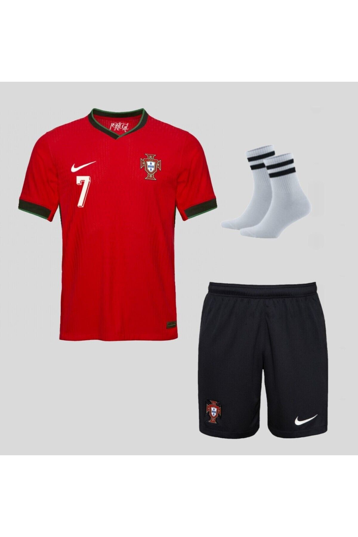 Atlas Global PORTEKİZ RONALDO 7 Avrupa Takımı ÇOCUK FUTBOL FORMA 3'lü Set FORMA+Şort+Çorap