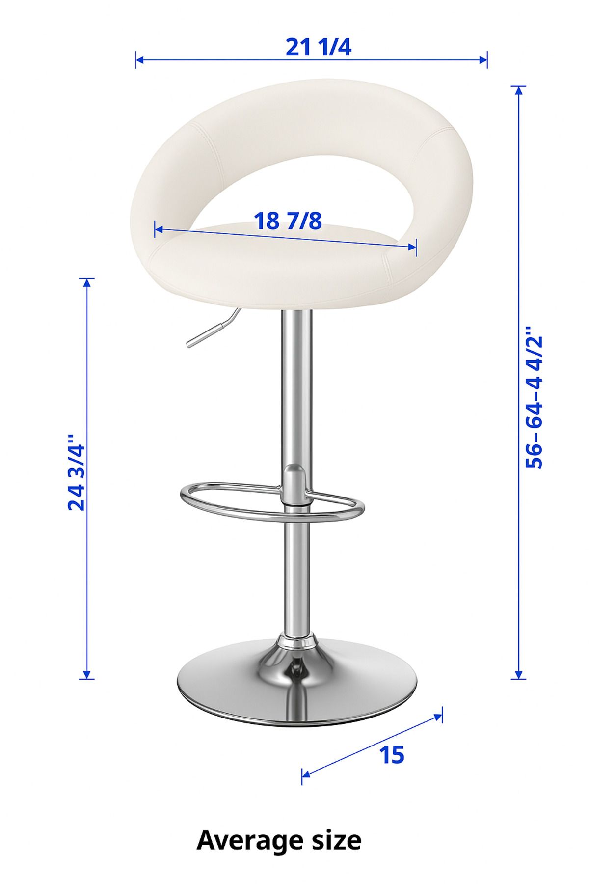 MARIA HOMES-Modern Adjustable White Bar Stool With Chrome Base And Footrest – Sleek Seating For Home Or Bar Use 4
