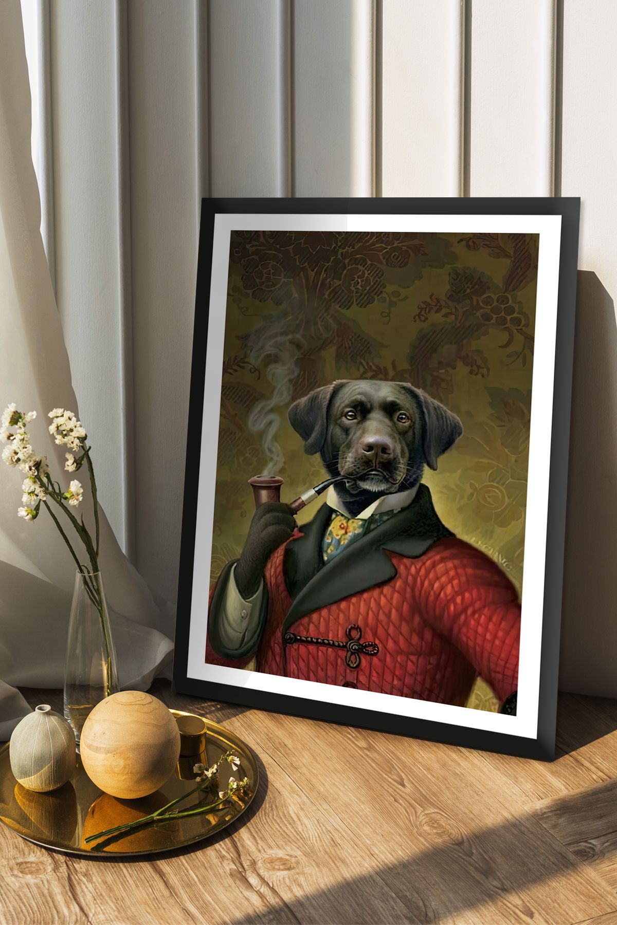 Cadran Köpek tasarımlı Çerçeve Görünümlü Mdf Tablo