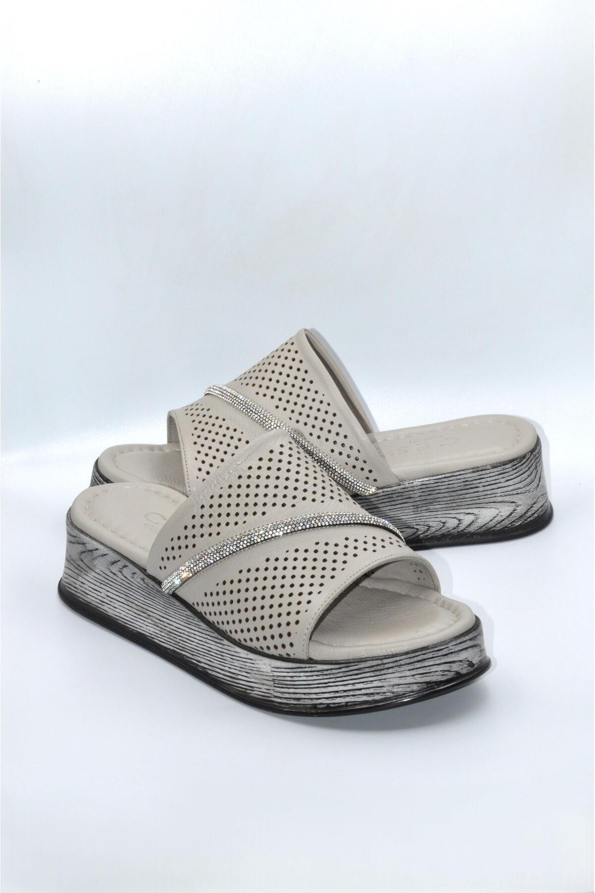 Biocomfort-Women's Mink Genuine Leather Stone Summer Slippers - (Drn-1009) 5