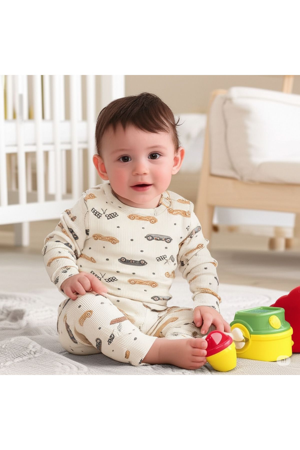 Naunau %100 Pamuk Desenli Bebek Pijama Takımı