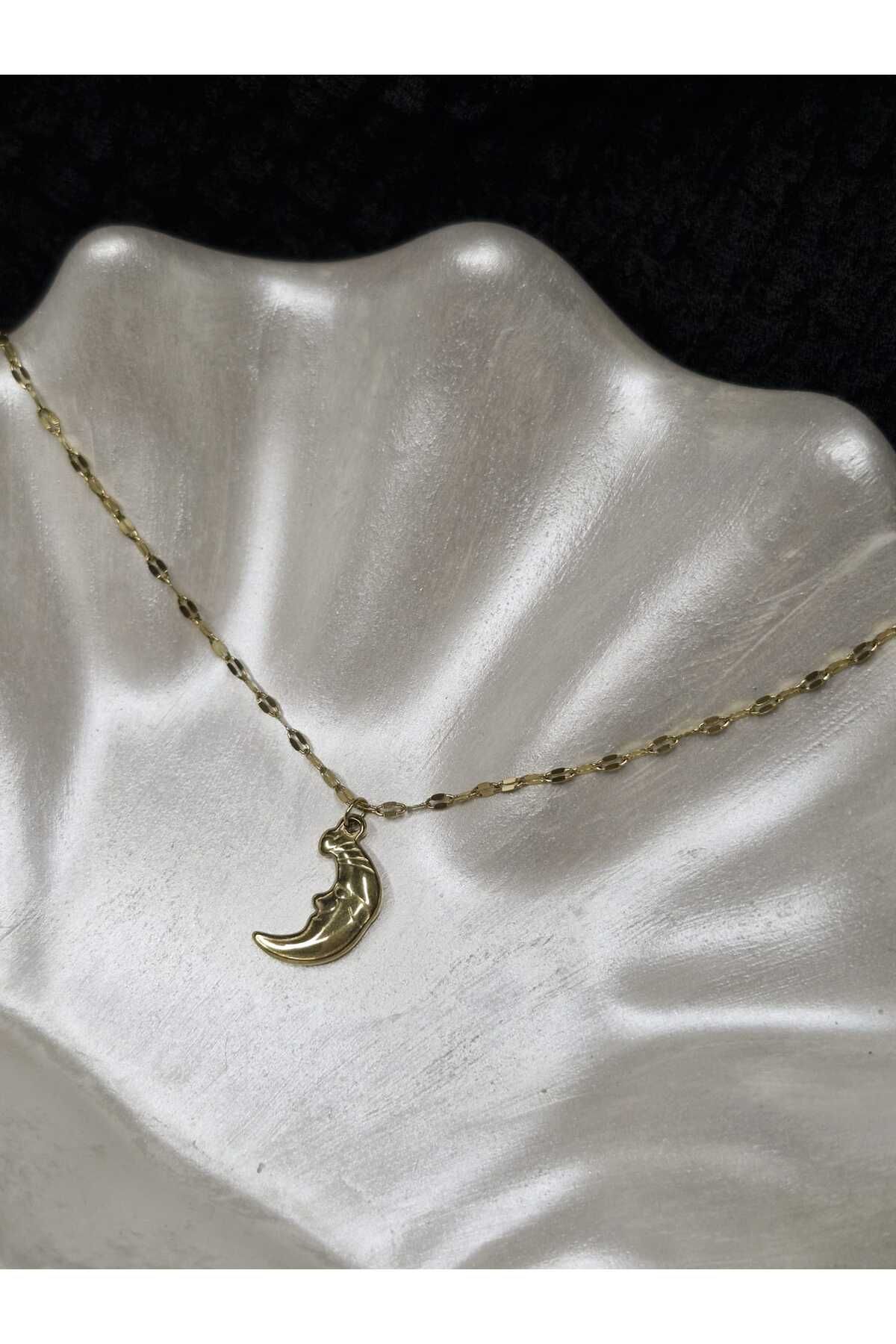 Palk Store Çelik Ay Dede Hilal Kolye Gold