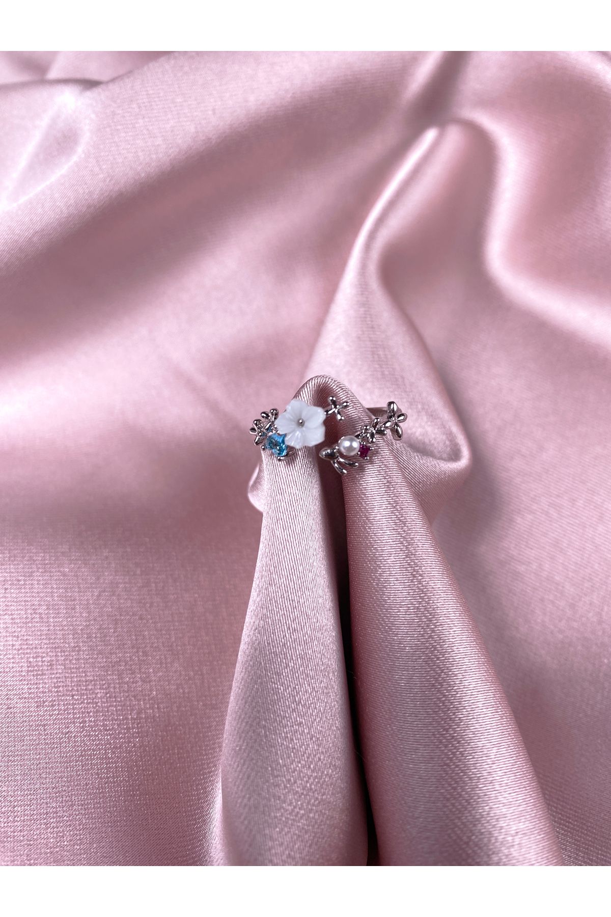 Jewerly Magnolia Manolya Çiçeği Çelik Yüzük