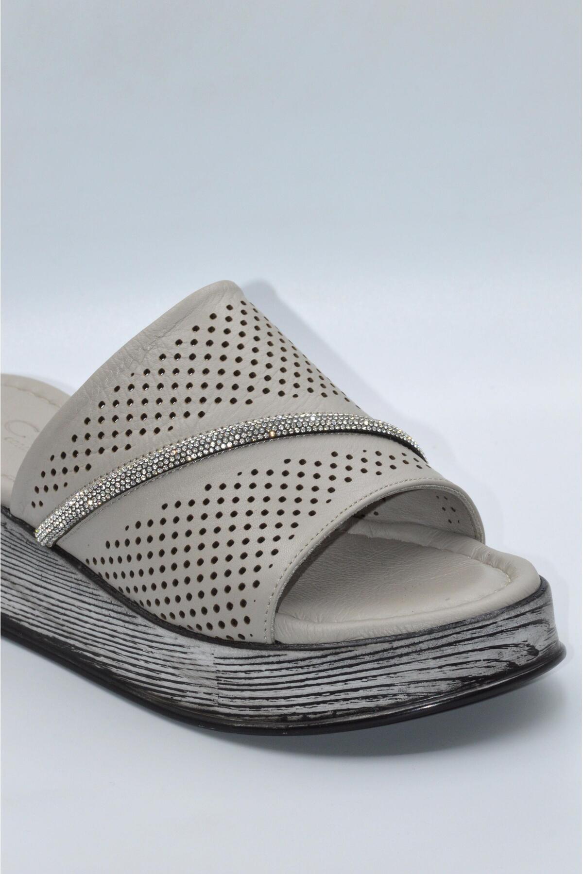 Biocomfort-Women's Mink Genuine Leather Stone Summer Slippers - (Drn-1009) 3
