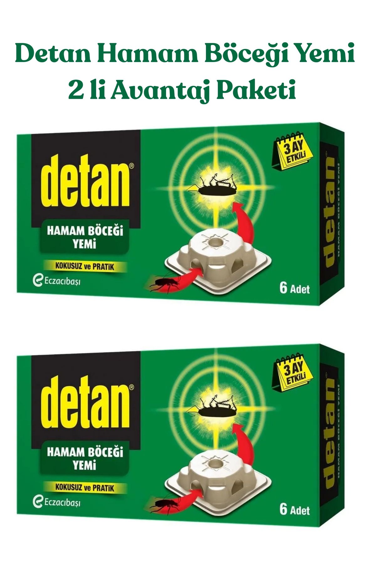 Detan Hamam Böceği Yemi 2x6 Avantajlı 2li Paket