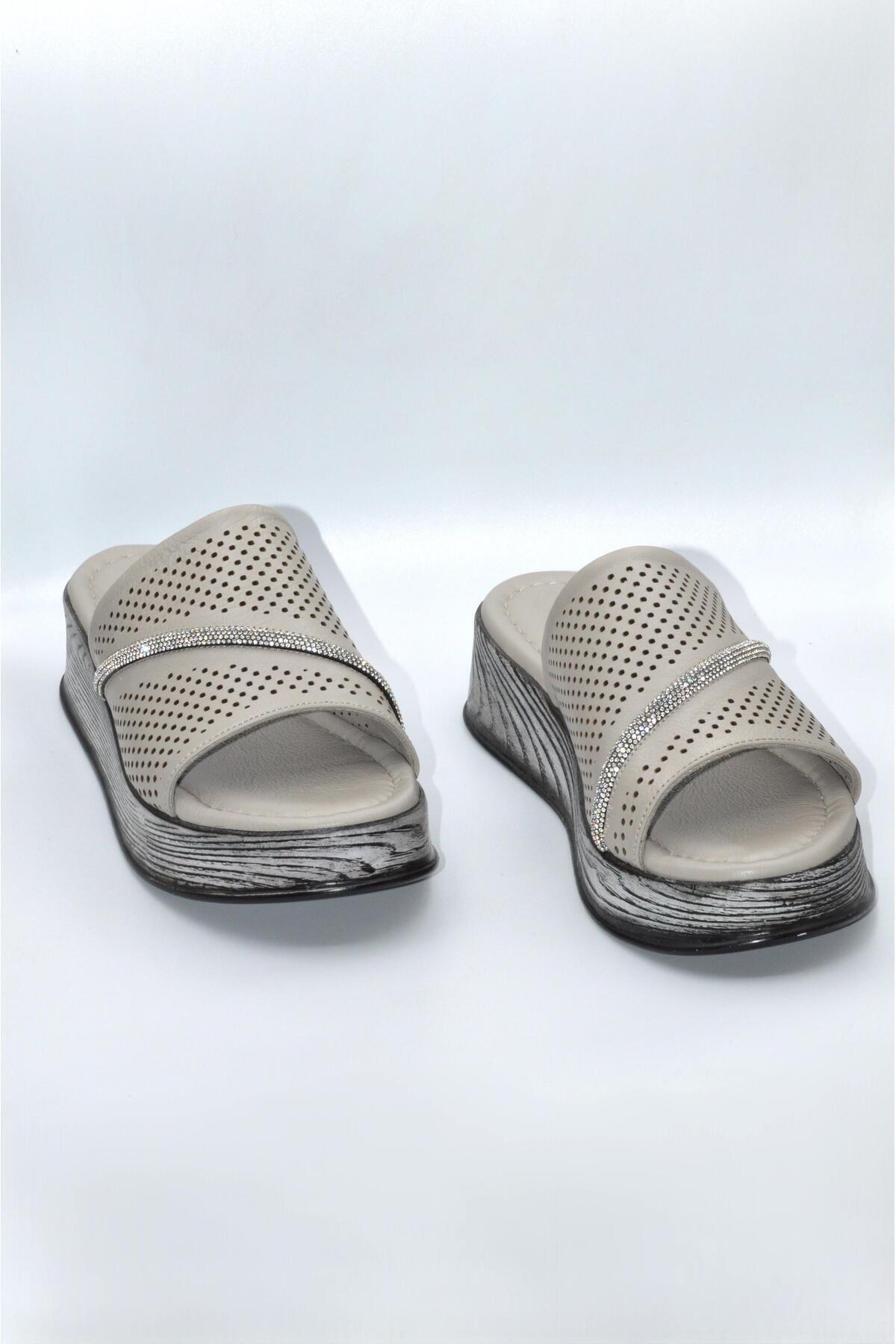 Biocomfort-Women's Mink Genuine Leather Stone Summer Slippers - (Drn-1009) 4