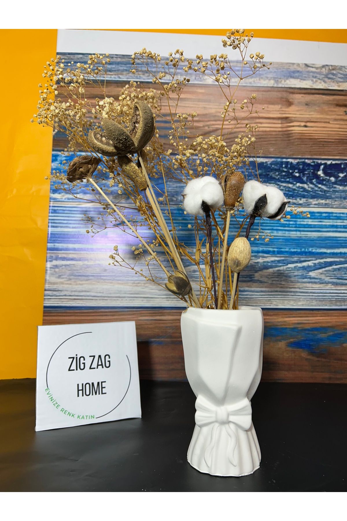 Zigzag Home Fiyonk, Kurdele, Buket Vazo Bohem Dekoratif Vazo
