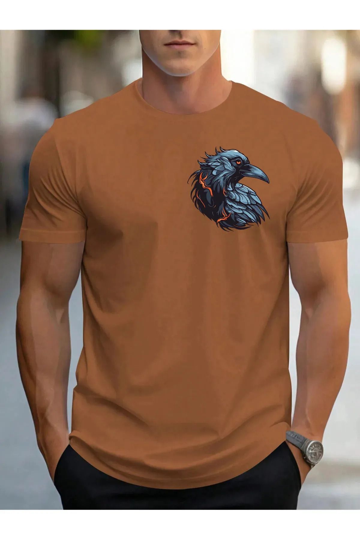 FeaR LeeS Kuzgun Baskılı Oversize T-shirt